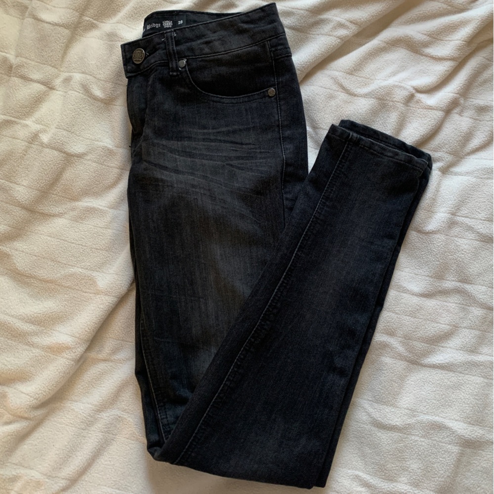 VINTAGE London Bridge Womens Skinny Jeans black/gray distressed size 28